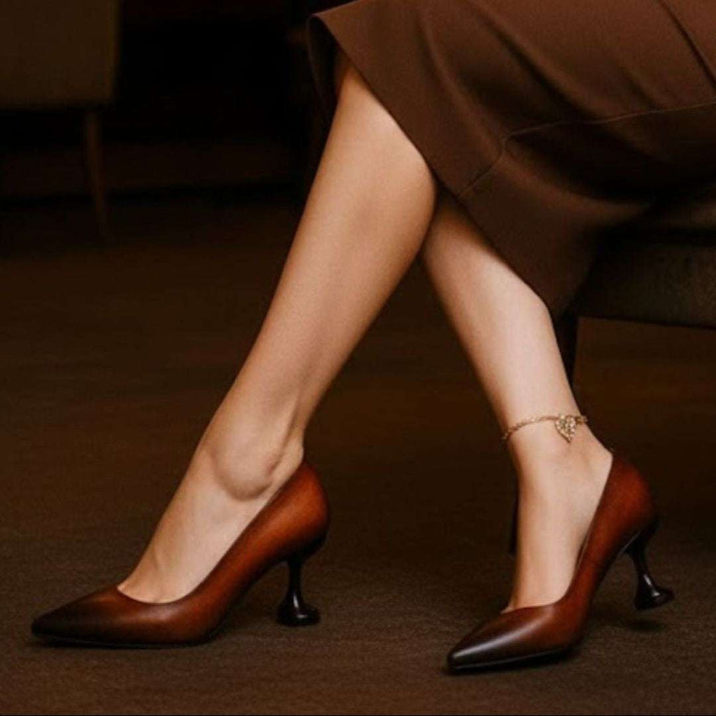 Women’s Heels Vintage Hand-Painted Patina Wear Luvensi