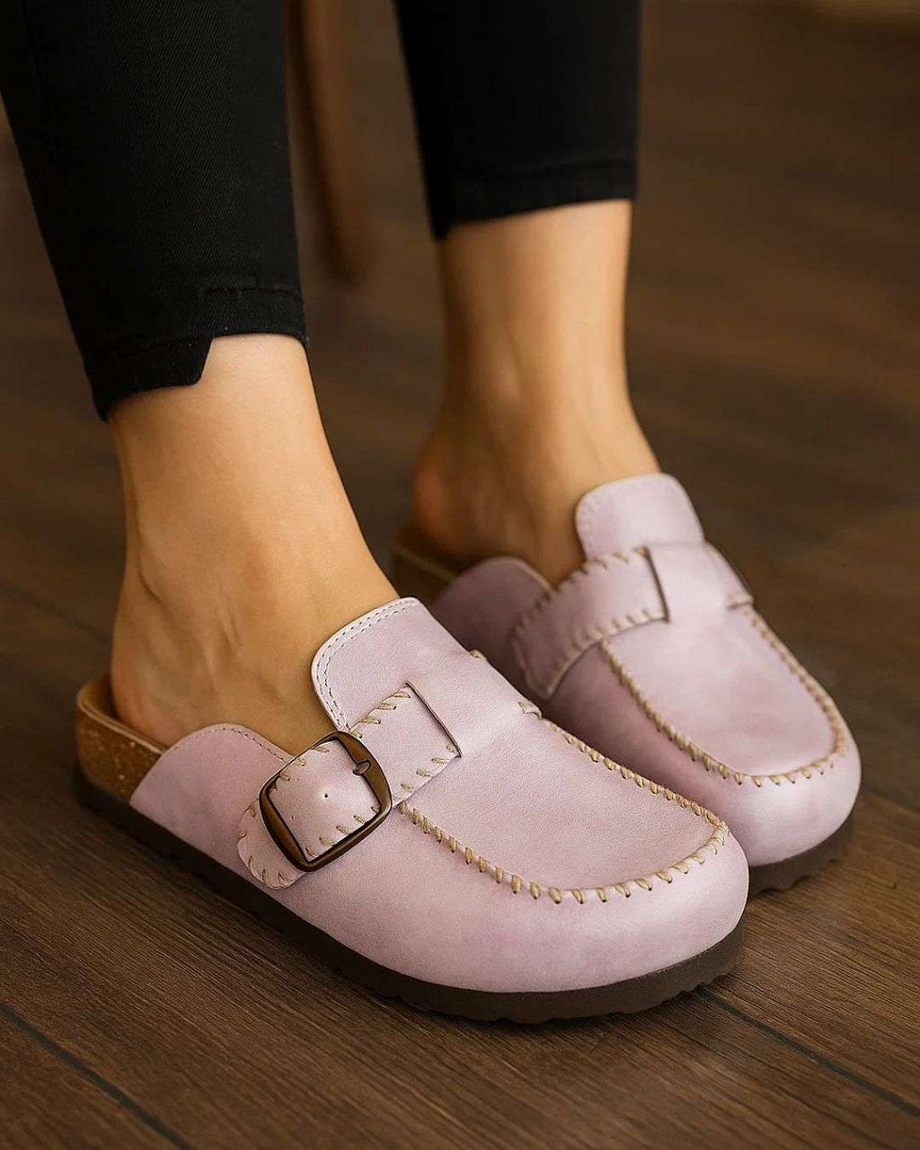 Women Natural Leather Mule Wear Luvensi