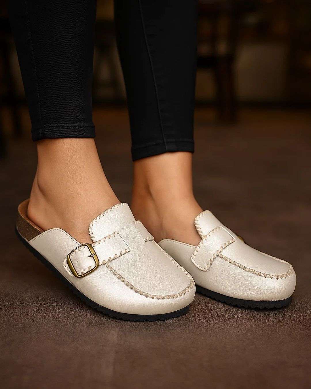 Women Natural Leather Mule Wear Luvensi