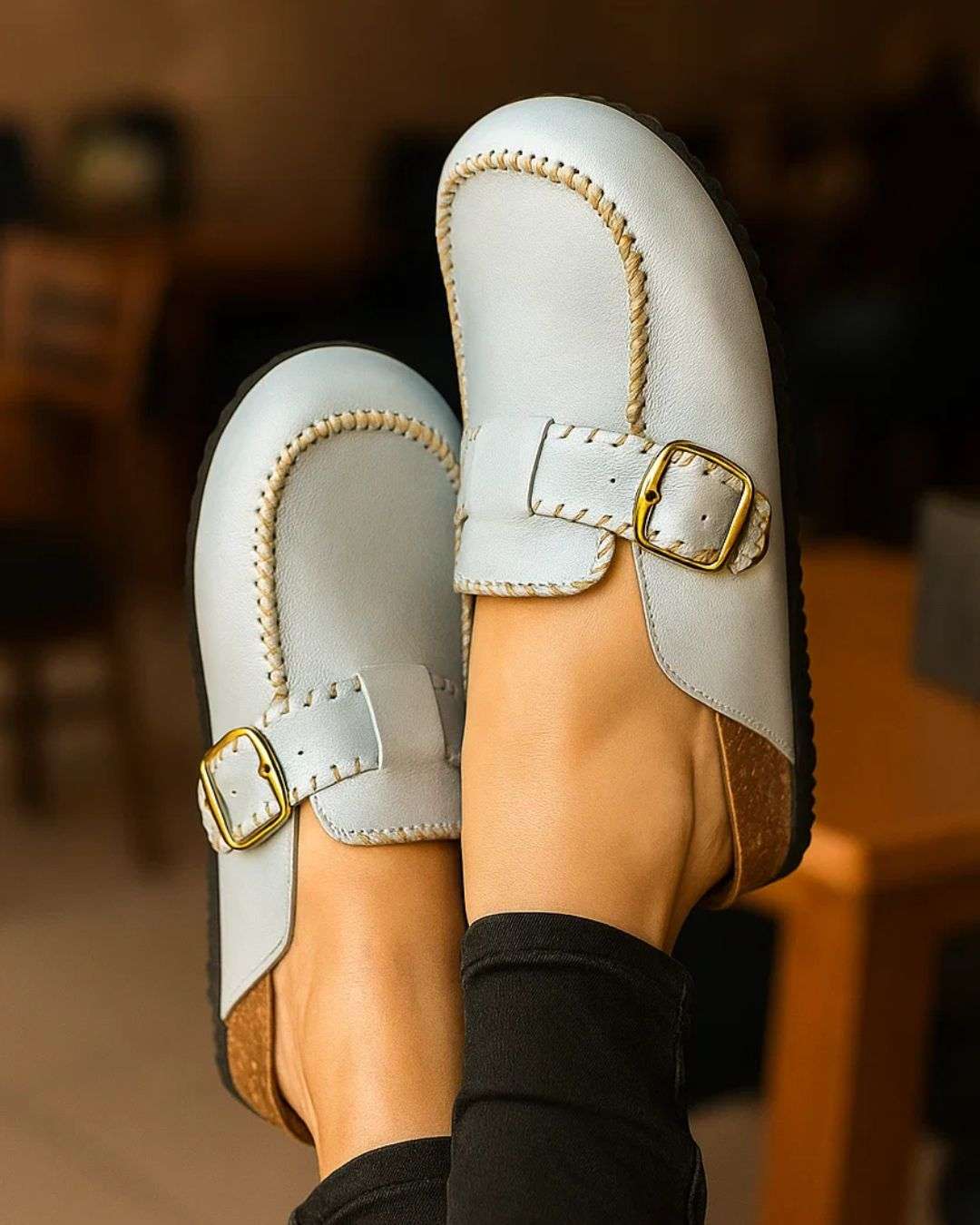 Women Natural Leather Mule Wear Luvensi
