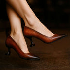Women’s Heels Vintage Hand-Painted Patina Wear Luvensi