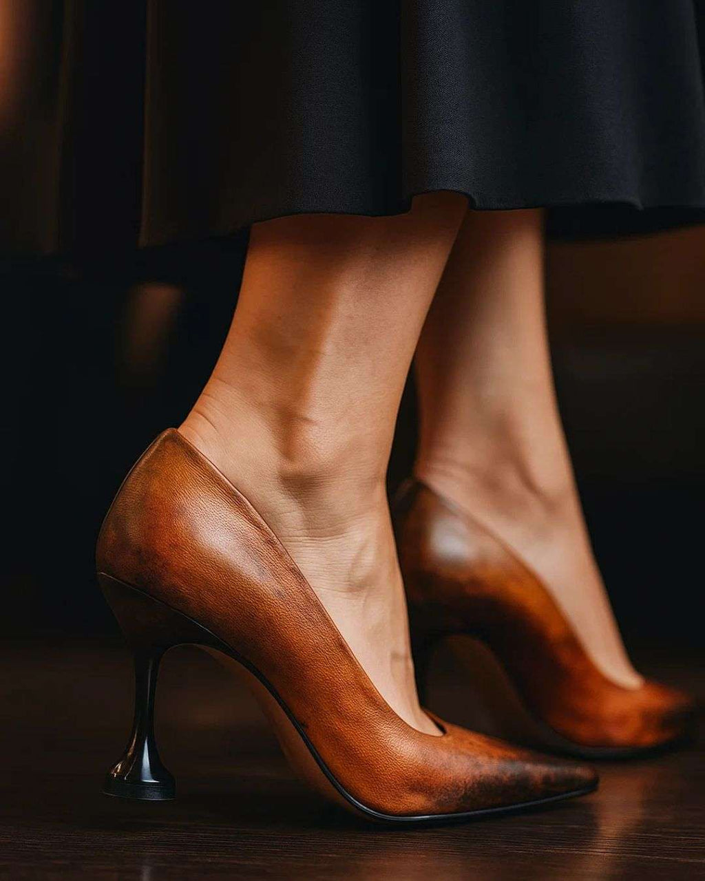 Women’s Heels Vintage Hand-Painted Patina Wear Luvensi