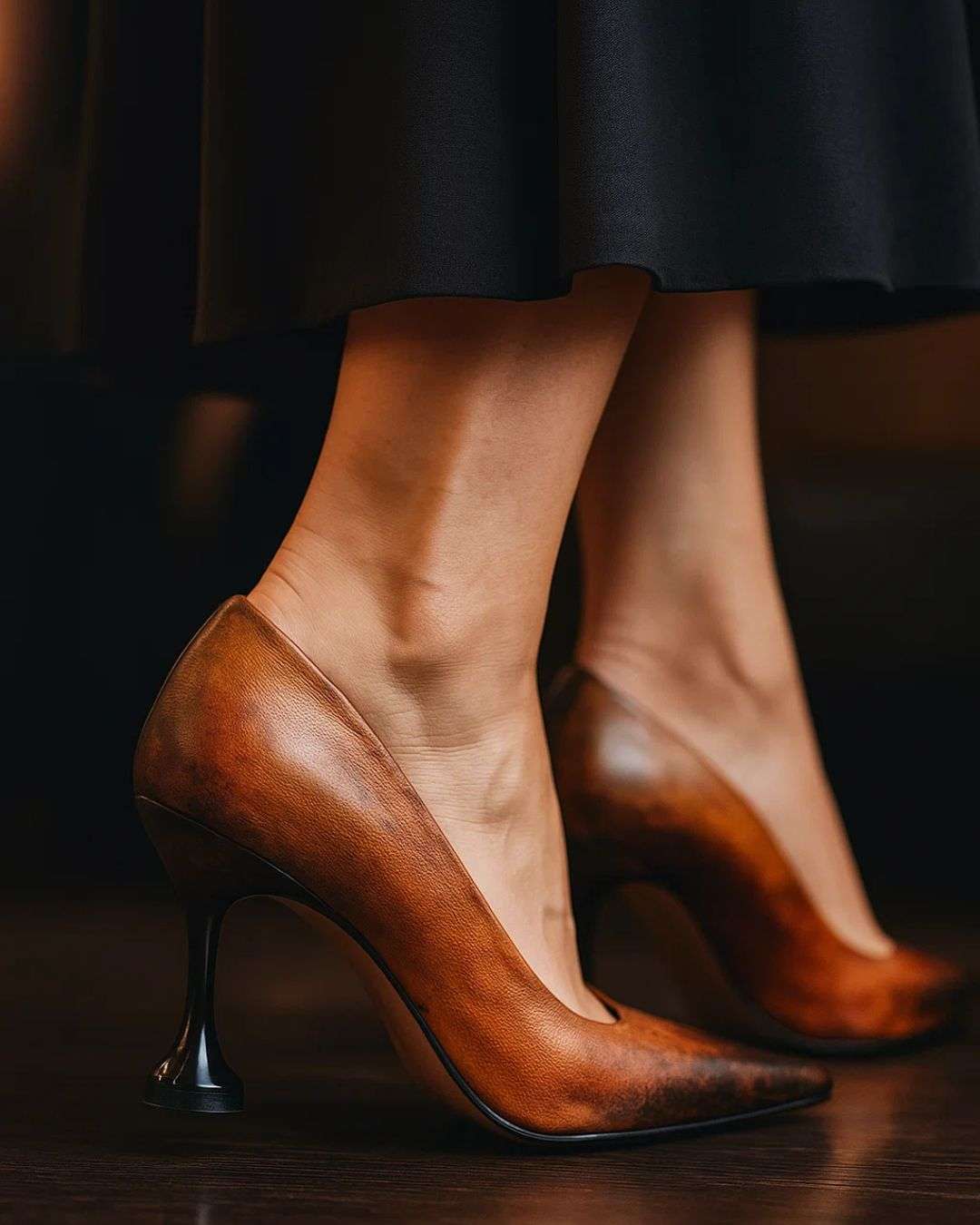 Women’s Heels Vintage Hand-Painted Patina Wear Luvensi
